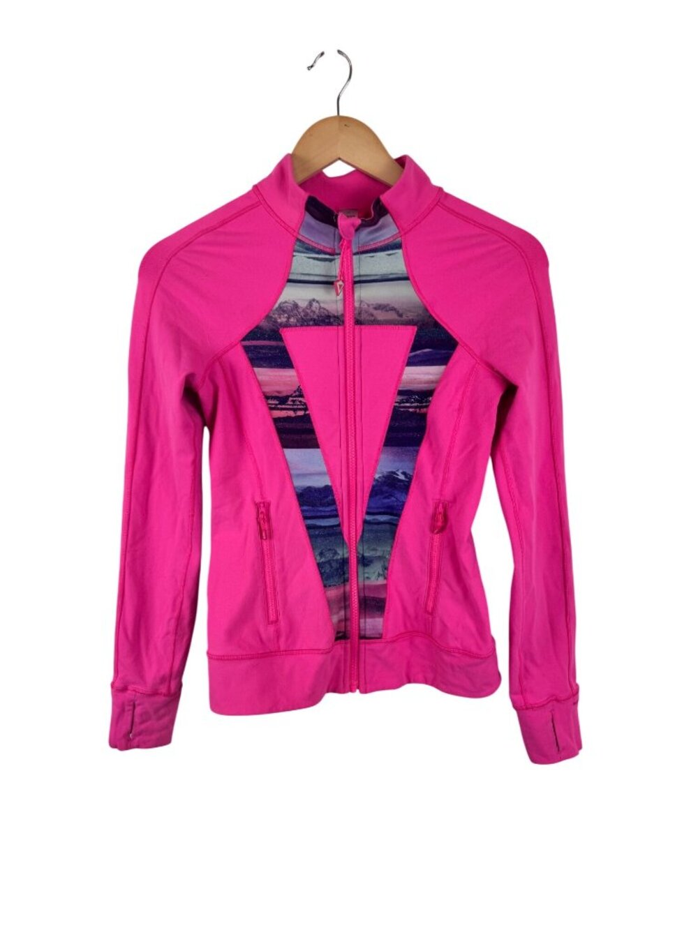 Ivivva By Lululemon Girls Zip-Up Jacket Size 12 Pink With Multicolor Panel